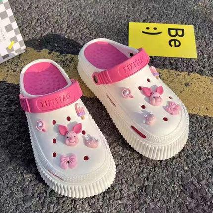 Girls Cartoon Cave Shoes with Removable Outer Pad All-Match Non-Slip Fashionable Heightened Harajuku Style Sandals