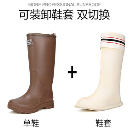 Nordic Rain Boots for Women, Korean High-Top Rain Boots, Rubber Shoes, Waterproof, Non-Slip, Water Shoes, Adult Water Boots, Wear-Resistant, Outdoor Functional