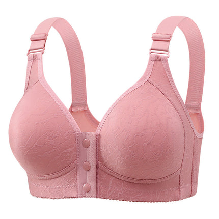 Cross-Border Front-Clasp Middle-Aged Women's Underwear, Beautiful Back Design, Wireless Vest-Style New Model, Fixed Cup, Large Size, Thin Bra