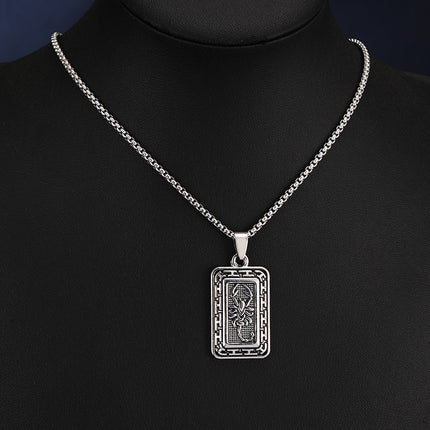 European and American Hip-Hop Retro Square Pendant Scorpion Necklace 2026 New Model Scorpio Stainless Steel Sweater Chain Necklace Trendy Wholesale