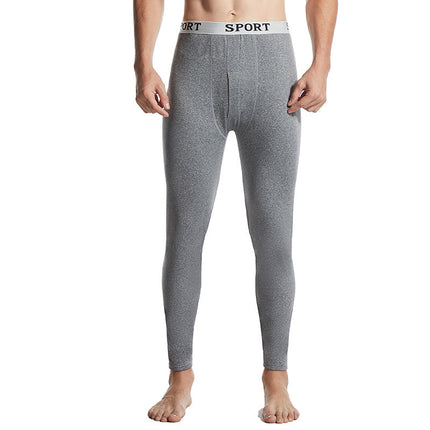 Men's Slim-Fit Winter Fleece Thermal Pants Thin Single Pants Men's Inner Wear Base Knit Pants Youth Sleep Pants