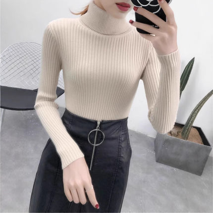 Factory direct turtleneck sweater women's autumn and winter all-match inner slim fit slim top black fashion knitted base shirt