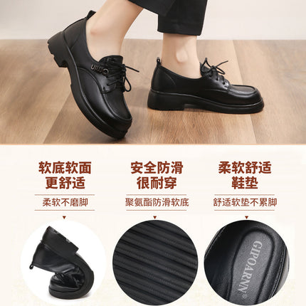 Mom's Shoes for Middle-Aged and Elderly People 2026 Spring and Autumn Single Shoes with Soft Soles, Non-Slip Women's Shoes, Flat New Style Comfortable Leather Shoes