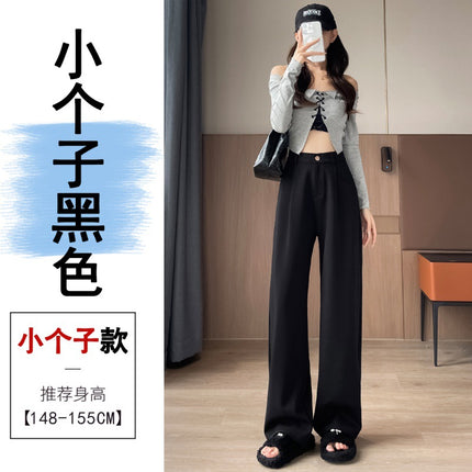 Women's Long Angora Red Wide Leg Pants for Autumn 2024 New Narrow Dress Pants High Waist Casual Pants for Women