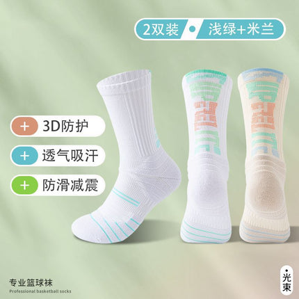 NBA Professional Basketball Socks Men's Medium Tube Breathable Long Tube Professional Practical Training Summer Towel Bottom Sports Socks