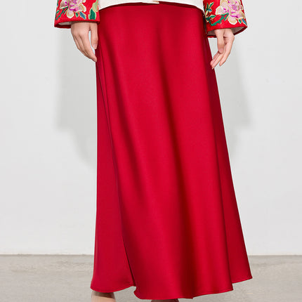 【Zhihetang】High-Waisted Satin Acetate Skirt 2026 Spring/Summer Bodycon Fishtail A-Line Long Skirt Ice Cream Color