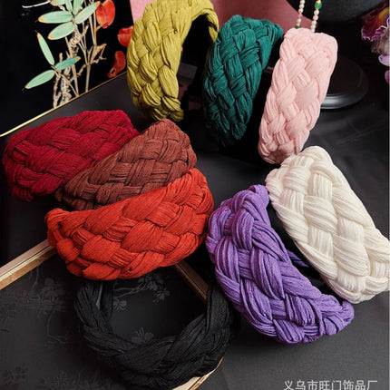 Korean-Style Simple Wide-Brimmed Braided Hairband with a High-End Feel, Specifically for Face Washing, High-Top Hair Clip Wholesale