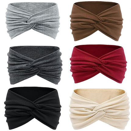 Amazon Wide Knitted Hair Band Yoga Sports Hair Band Pregnant Women Windproof Headscarf Elastic Anti-sweat Cross Hair Band Women