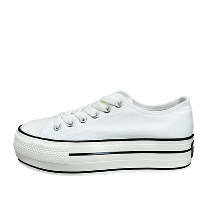 Summer Thin Thick-Soled Canvas Shoes for Women, Low-Top Women's Shoes, 2025 New Versatile Shoes, Spring and Autumn Height-Increasing Casual Shoes
