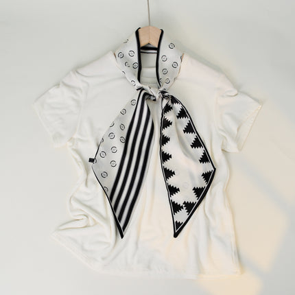 2025 European and American-style Beveled Silk Scarf Cross-border Silk Cashew Dot Long High-end Ribbon Scarf Women's Belt