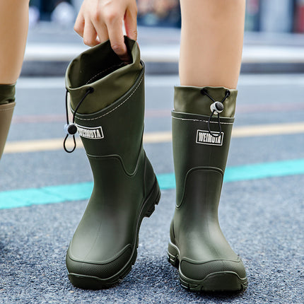Cross-Border Export Thick-Soled Rain Boots for Women, Waterproof Shoes, Kitchen Non-Slip Wear-Resistant Rain Boots, Outdoor Couple Rubber Shoes, Work Shoes