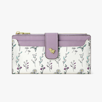 New Long Wallet Ins Women's Korean-style High-end Coin Purse Student's Fresh Flower Card Bag Cross-border Wallet