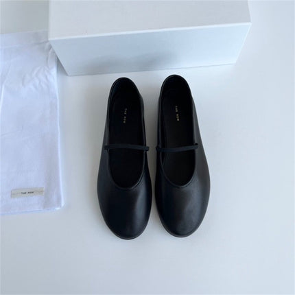 Niche The row Ballet Flats Comfortable Soft Leather Step-on French Milk Shoes Leather Shoes Women's Shoes