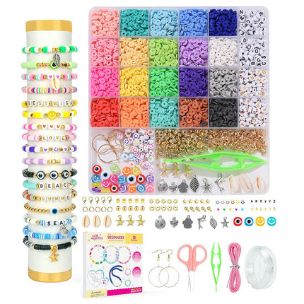 European and American Cross-border 24-grid Clay Bead Bracelet Making Kit 3mm23 Color Bead Bracelet Making DIY Jewelry Kit