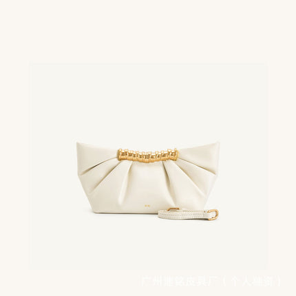 【Cross-Border】Jw Pei Pleated Clutch Bag Leia New Evening Bag Metallic Stylish Shoulder Crossbody Bag
