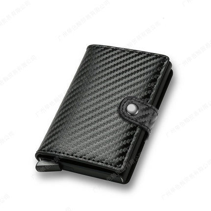 Rfid Anti-Theft Card Swipe Carbon Fiber Aluminum Alloy Credit Card Metal Card Holder Men's Wallet with Elastic Card Multi-Card Slot