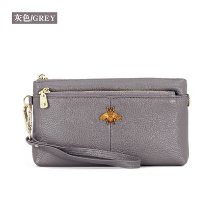 First Layer Cowhide Women's Clutch Bag European and American Retro Fashion Simple Long Wallet Long Leather Wrist Phone Bag