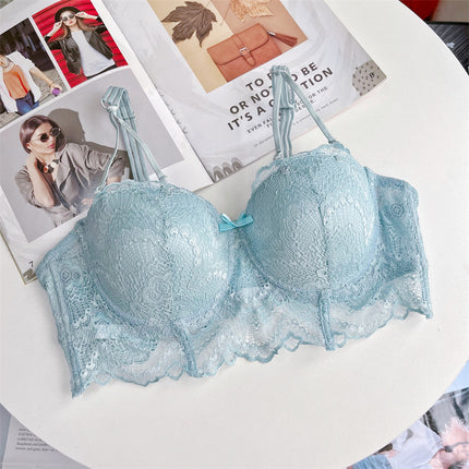Pure Desire 100kg Plus Size Sexy Lace Girl Sweet Adjustable Underwear Bra Set Removable Strapless