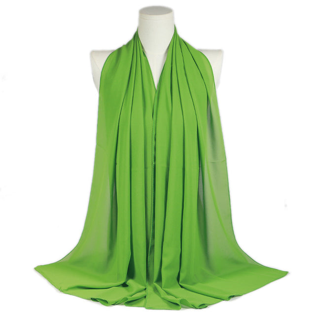 Solid Color Single Color Pearl Chiffon Scarf Malaysia Hot Selling Long Scarf Scarf Shawl Export Malaysia