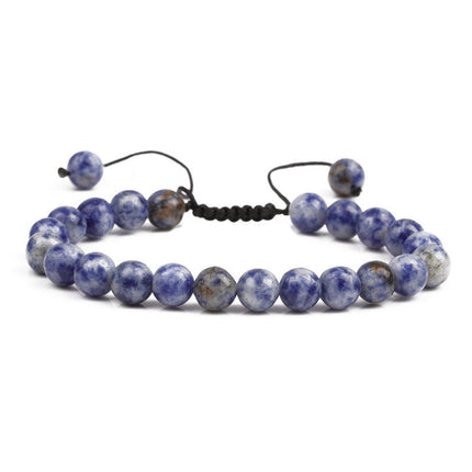 Amazon Hot Selling Natural Stone Beaded Bracelet 8mm Adjustable Size Blue Pine Volcanic Stone Bracelet Manufacturers in stock