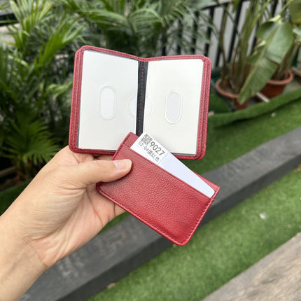 Cross-Border Foreign Trade New Genuine Leather Multi-Ring Binder Mirror Window Small Card Holder First Layer Cowhide Card Bag Document Storage Card Album Card Holder