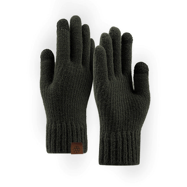 Winter Gloves Wool Cold-proof Warm Gloves Knitted Men's fleece-lined Outdoor Windproof Cycling Driving Touch Screen Gloves