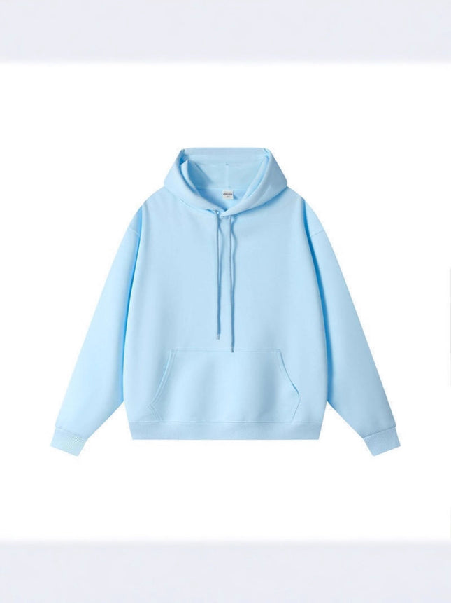 American Trendy Brand 350g Heavyweight Pure Color Casual Hooded Sweatshirt for Men Spring & Fall Pullover Off-Shoulder Hoodie Tops for Women Wholesale