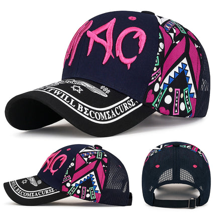 Men's Korean-Style Graffiti Print Baseball Cap with 3D Embroidery, Duckbill Cap for Autumn Outdoor Sun Protection and Shading, Also Suitable for Women