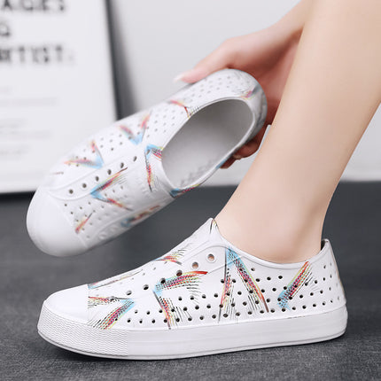 2025 Cross-Border Luchi Crocs Couple Graffiti Men's and Women's Casual Baotou Wading Outdoor Beach Breathable Sandals