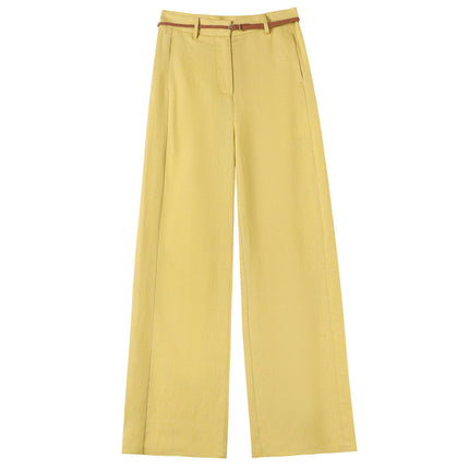 2025 Summer New Style Tencel Linen Wide-Leg Pants High-Waisted Cotton-Linen Thin Sun-Protection Floor-Length Pants for Women