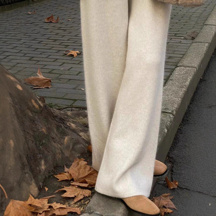Pear-Shaped Figure Slimming Knitted Wide-Leg Pants for Women 2025 Autumn and Winter New Thickened Drape Floor-Length Casual Straight Pants