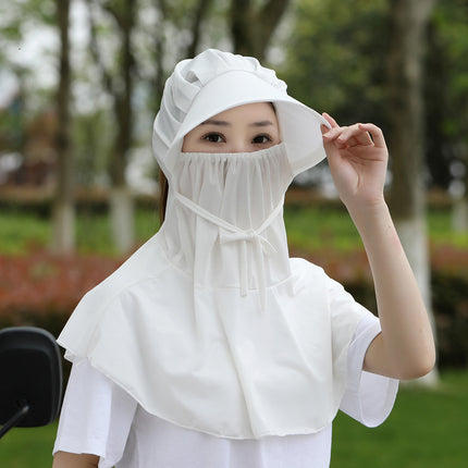 Spring and Summer Sunscreen Mask Neck Protection Integrated Hat Women's Sunshade Hat Outdoor Tea Picking Work Face Covering UV Protection