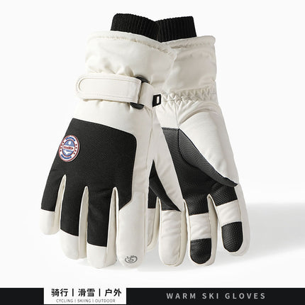 Ski Gloves for Men and Women in Winter, Outdoor Cycling, Windproof, Cold-Proof, Anti-Slip, Touch Screen Gloves, Fleece-Lined, Thickened, Warm Gloves