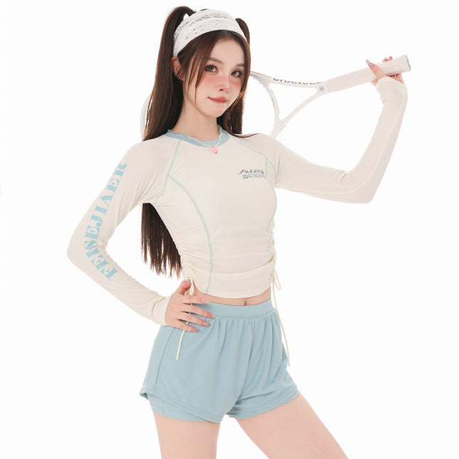 Swimsuit Women's Split Long-sleeved Student Hot Spring Swimsuit Sportswear Sun-proof Quick-drying Slight Fat Slimming Girls' Swimsuit