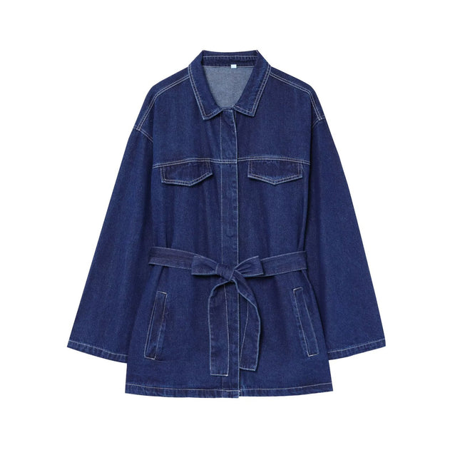 Cross-Border Aliexpress Popular Zr Women's Clothing Export Women's Clothing Wholesale Autum New Women's Clothing Denim Lace-Up Jacket