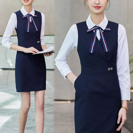 Professional dress Women's Autumn Temperament Jewelry Hotel Front Desk Work Clothes Flight Attendant Beauty Salon Reception Workwear Dress Set