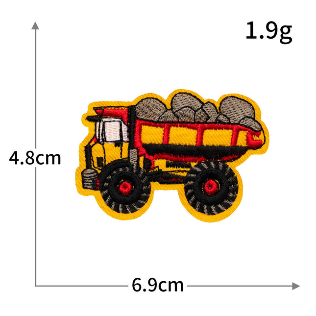 Hot-Selling Computer Embroidery Excavator Engineering Vehicle Bulldozer Cartoon Embroidery Cloth Patch No-Sew Iron-On Hot Melt Adhesive Patch