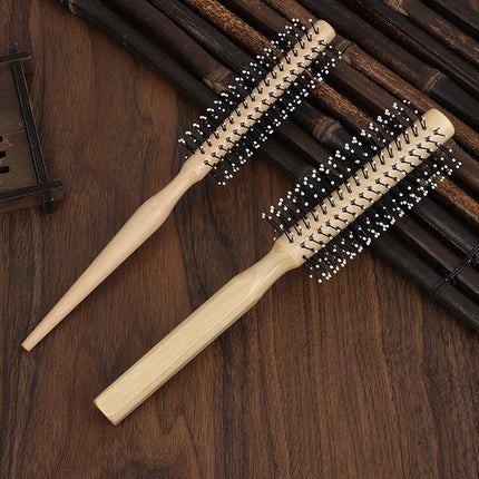 Curly Hair Comb Children's Special Wooden Curly Comb Blowing Style Comb Buckle Barber Shop Hair Salon Professional Cylinder Roll Comb Foreign Trade