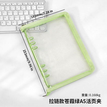 Japanese A5 Transparent Loose-leaf Black Glitter Zipper 6-hole Notebook Ins Style Star Chaser Ledger PVC Case