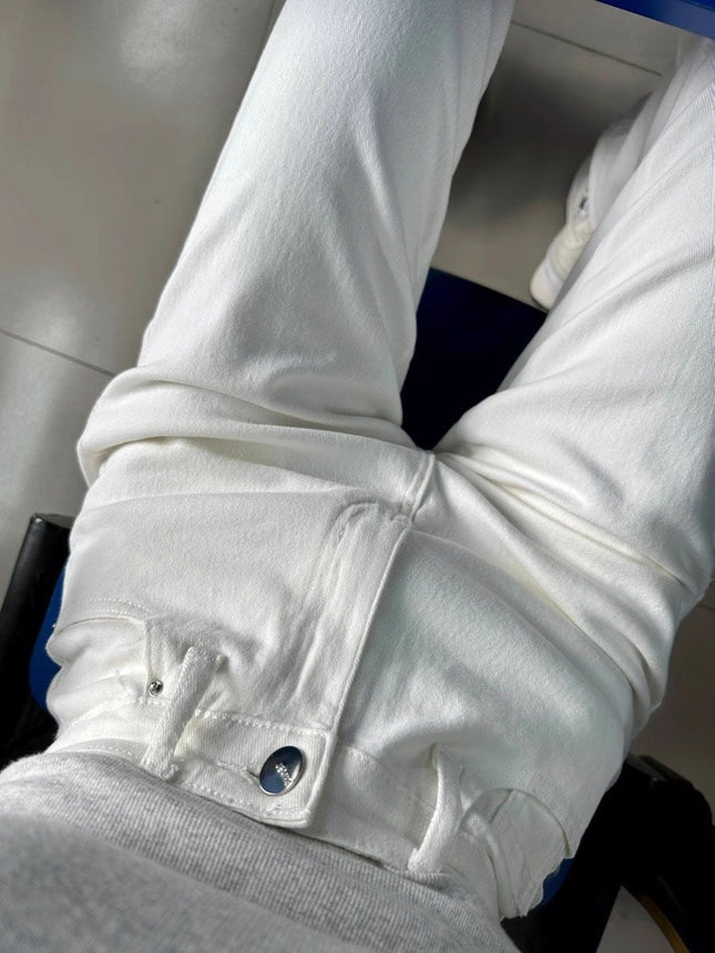 170 Long Tall White Narrow Straight Jeans Women's Spring and Autumn High Waist Slimming Stretch Pipe Pants