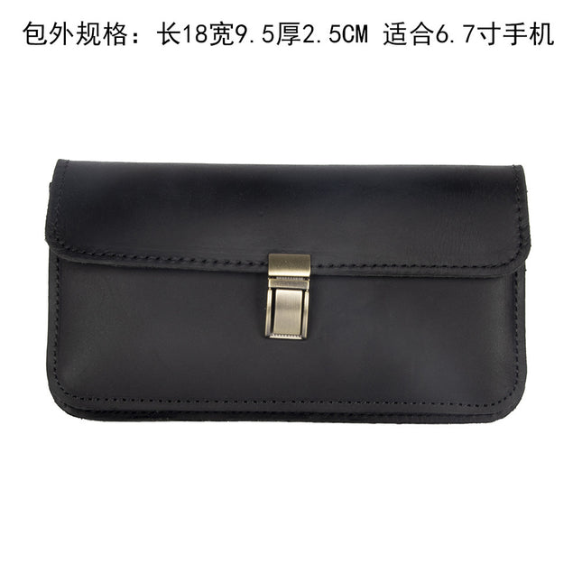Retro European and American style leather mobile phone waist bag men's horizontal belt mobile phone bag crazy horse leather first layer cowhide bag batch