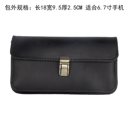 Retro European and American style leather mobile phone waist bag men's horizontal belt mobile phone bag crazy horse leather first layer cowhide bag batch