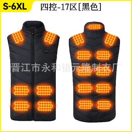 Explosive wholesale multi-zone heating clothing heating vest for men and women warm winter intelligent constant temperature safety electric heating clothing vest