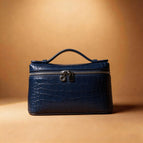 Silver buckle crocodile pattern/sapphire blue 20cm
