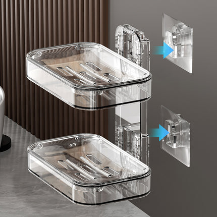 Light Luxury Soap Box Suction Cup Wall-mounted Non-perforated Draining Toilet Drainage Soap Box Rack Household Bathroom