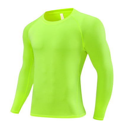 Amazon Pro Quick-Drying Tights Men's Printed Long-Sleeved Sports Running Fitness Compression Clothing Round Neck T-Shirt Wholesale