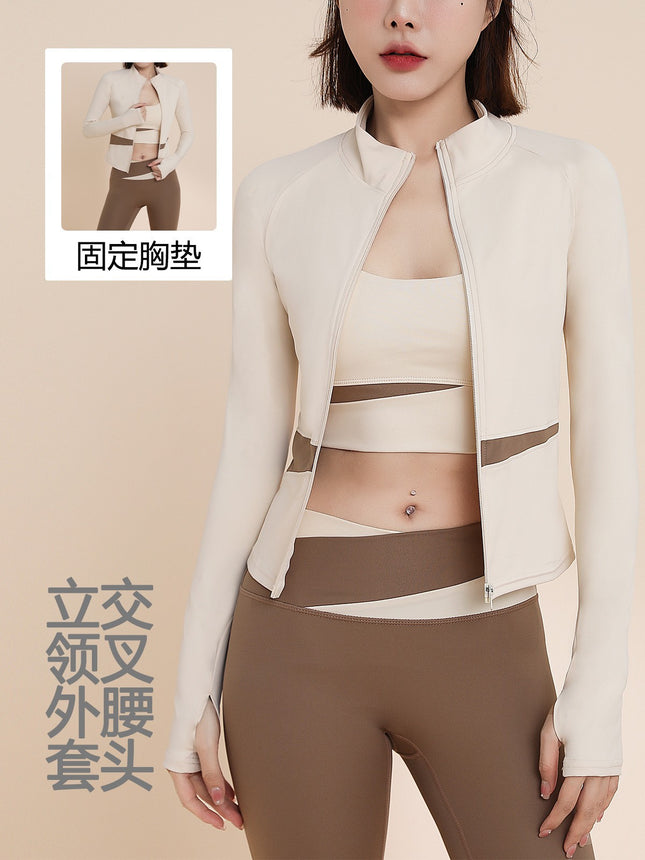 Sports Suit for Women, Autum 2026 Model, Slim Fit, Slimming Yoga Jacket, Outdoor Training, Running, Elegant Fitness Clothing