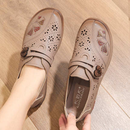 Mom's Shoes Are Comfortable and Non-Tiring, Suitable for Middle-Aged and Elderly Women, with Soft Soles, Non-Slip, Lightweight, Breathable Leather Shoes for Summer, Women's Sandals