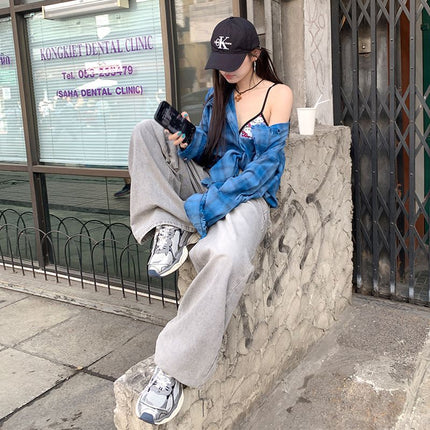 American Style Retro Wide Leg Jeans Women's 2025 Spring and Summer High Waist Loose Dosing All-match Straight Jeans Women