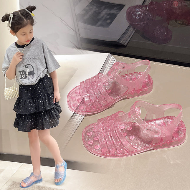 New Cute Children's Garden Shoes Summer Outdoor Sandals PVC Solid Color Princess Bird Nest Shoes Non-slip Slippers